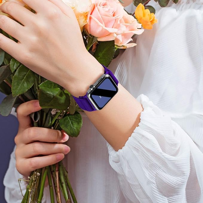 Stretchy Nylon Solo Loop Bands Compatible with Apple Watch 38mm 40mm 41mm 42mm 44mm 45mm 46mm 49mm Ultra 2 iWatch Series 11 10 9 8 7 SE 6 5 4 3 2 1 Strap,Sport Elastic Braided Women Men - Image 9
