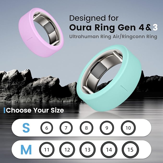 Ring Cover for Oura Ring Gen 4/ Gen 3, Anti-Scratch Elastic Silicone Oura Ring Case Protector for Men Women Working Out Gym (10Collors-9, S (6/7/8/9/10)) - Image 2