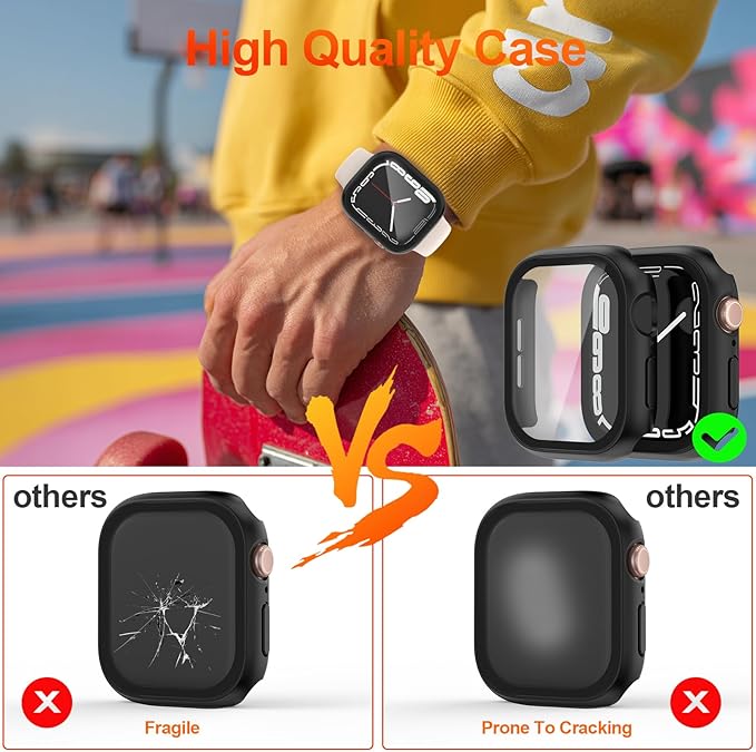 [2 Pack] Case for Apple Watch Series 10 Screen Protector 42mm Accessories Built-in HD Tempered Glass Full Protective PC Hard Bumper Lightweight 2 in 1 Cover Compatible iWatch S10 - Image 7