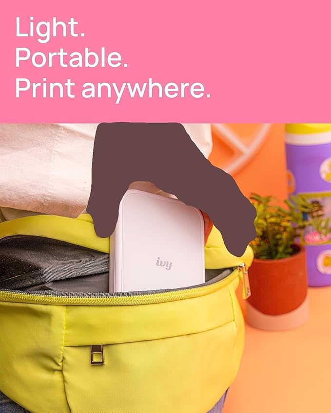 Canon Ivy 2 Mini Photo Printer (Pure White) - Bluetooth, Print from iOS & Android Devices, Bundle Incl. 110 Zink Sticky-Back Prints, LED Light Bar, Protective Case, and USB Cable - Image 4