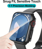 Smiling 2 Pack Case Compatible with Apple Watch Series 3/Series 2 42mm with Tempered Glass Screen Protector, Hard PC Case Overall Protective Cover- Black - Image 5