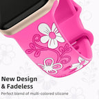 Witzon Floral Band Compatible with Apple Watch Bands For Women 40mm 41mm 38mm 42mm 44mm 45mm 46mm 49mm, Engraved Cute Flower Silicone Dressy Strap for iWatch Series 11 10 9 8 7 6 5 4 3 2 SE Ultra - Image 9