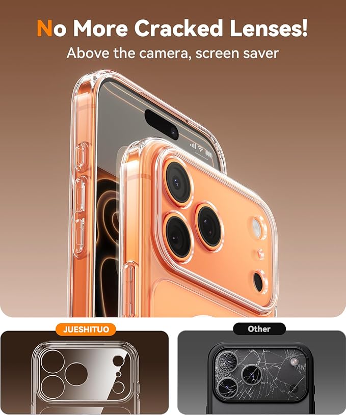 JUESHITUO Magnetic for iPhone 17 Pro Max Case: Upgraded [Full Camera Protection], with [1X Screen Protector] [Camera Button], 6.9" Case for iPhone 17 Pro Max, Clear - Image 3