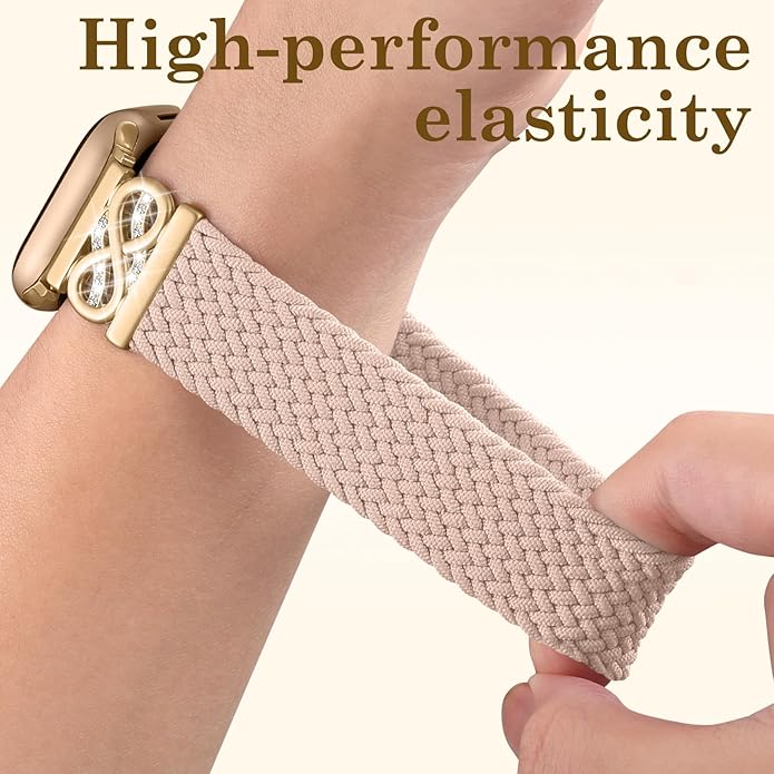 Dirrelo Braided Magnetic Stretchy Nylon Band Compatible for Apple Watch Bands Women 40/41/38/42/44/45/46/49mm, Designer Dressy Infinity Elastic Strap for iWatch Series 11 10 9 8 7 6 5 4 SE/Ultra 3 2 1 - Image 5
