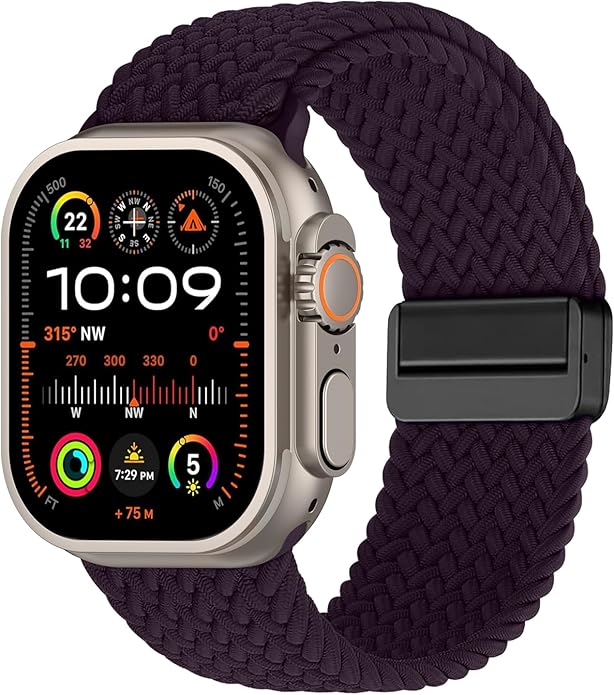 Braided Stretchy Band Compatible with Apple Watch Bands 38mm 40mm 41mm 42mm 44mm 45mm 46mm 49mm Women Men, Soft Nylon Solo Loop Magnetic Sport Strap for iWatch Series 11 10 9 8 7 6 5 4 3 2 1 SE Ultra by Unknown