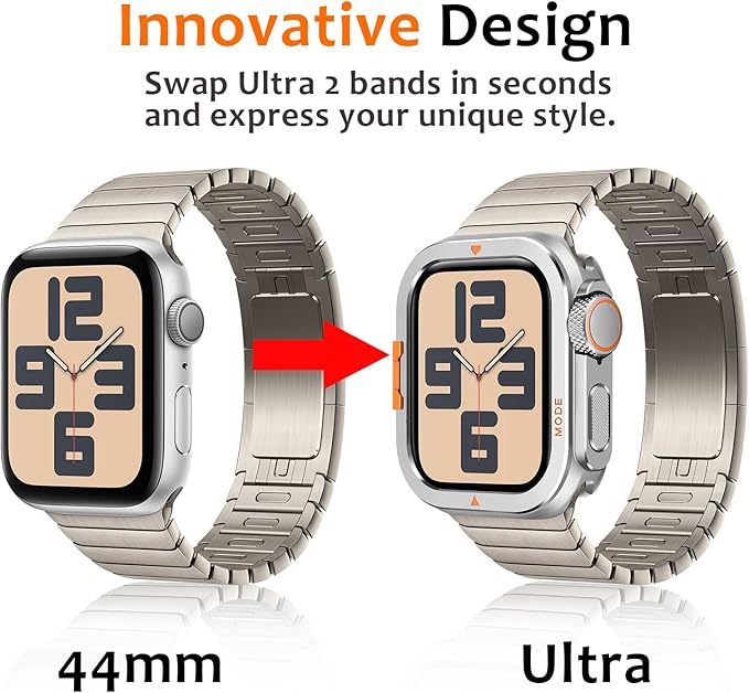 Amizee Metal Case Compatible with Apple Watch SE 3/2/1 Series 6/5/4 44mm Case with Back Cover, Rugged Protective Bumper Cover for iWatch 44mm, Silver - Image 2