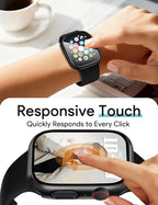 JR.DM 46mm 2 Pack Hard PC Case with HD Tempered Glass Screen Protector for Apple Watch Series 10/11 (2025), Guard Bumper Full Coverage Protective Anti-Scratch Face Cover for iWatch, Black+ Black - Image 4