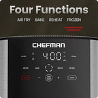 Chefman Air Fryer 8 Qt | TurboFry® 4-in-1 with 450°F Hi-Fry Option for Crispier Results | Bake, Dehydrate, Frozen | XL Nonstick Dishwasher-Safe Basket | Stainless Steel - Image 4
