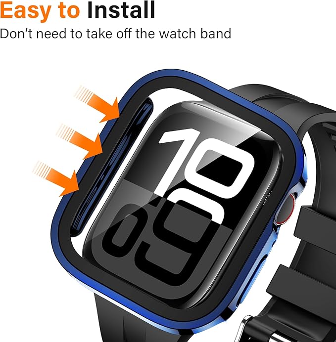 Amizee 2 Pack Case Compatible with Apple Watch Series 11/10 46mm Case with Built-in Screen Protector, Ultra-Thin Hard PC Straight Edge Anti-Scratch Protective Cover for iWatch 46mm (Blue/Clear) - Image 3