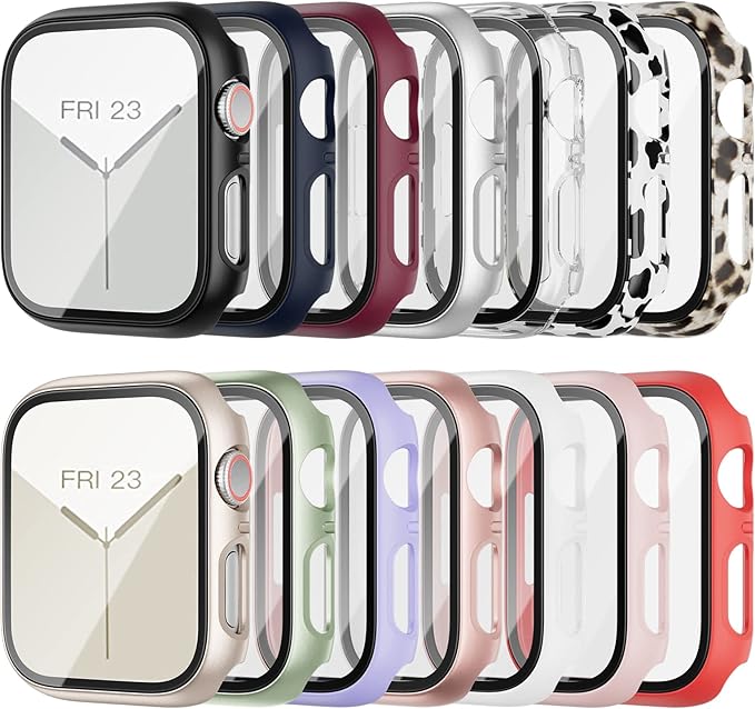 14 Pack Case with Tempered Glass Screen Protector for Apple Watch 38mm Series 3/2/1,anotch Slim Guard Bumper Full Coverage Hard PC Protective Cover HD Ultra-Thin Cover for iWatch 38mm Accessories by JZK