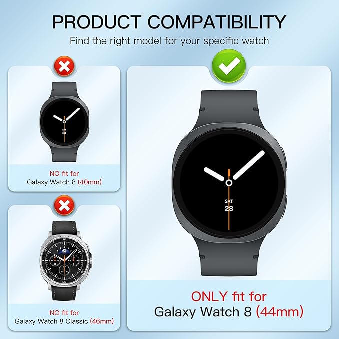 Suoman 3 Pack for Samsung Galaxy Watch 8 44mm Case, High Definition Clear Screen Protector, Full Around Electroplate Soft TPU Bumper Around Protective Case Cover -Clear - Image 2