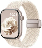 Braided Stretchy Band Compatible with Apple Watch Bands 38mm 40mm 41mm 42mm 44mm 45mm 46mm 49mm Women Men, Soft Nylon Solo Loop Magnetic Sport Strap for iWatch Series 11 10 9 8 7 6 5 4 3 2 1 SE Ultra by HEARTBOOM