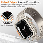Amizee Metal Case Compatible with Apple Watch Series 9/8/7 45mm Case with Back Cover, Rugged Protective Bumper Cover for iWatch 45mm, Titanium - Image 4