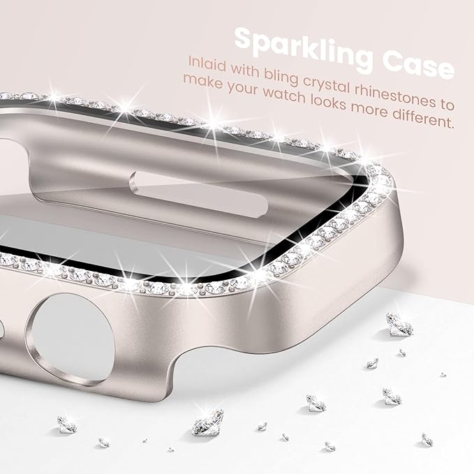 Goton 2-Pack Bling Case for Apple Watch Screen Protector 40mm SE 3/2/1, Series 6/5/4, Women Diamond Rhinestone Bumper Face Cover for iWatch Accessories 40 mm - Image 3