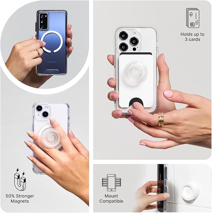 PopSockets Phone Grip for MagSafe, Magnetic Holder, Phone Stand - Clear - Image 8