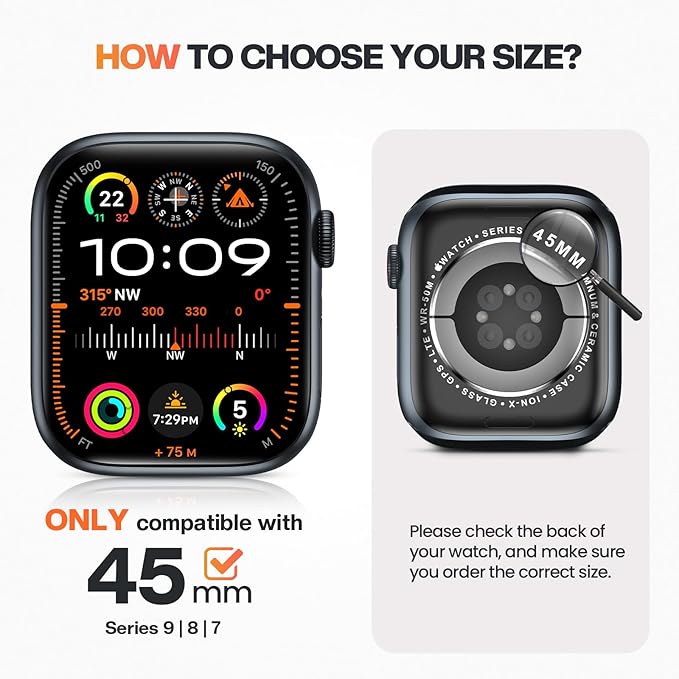 Goton 45mm Waterproof Bling Case for Apple Watch Screen Protector Series 9/8/7 45 mm, Sparkling PC Front Bumper & Hollow Back for iWatch Cover, Splash-Resistant, Easy Install - Image 2