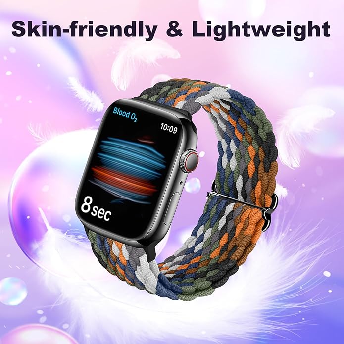 DOBSTFY Compatible with Apple Watch Band 38mm 40mm 41mm 42mm 44mm 45mm 46mm 49mm for Women Men,Stretchy Braided Apple Watch Strap for iWatch Series 10/9/8/7/6/5/4/3/2/1/SE/Ultra/Ultra 2 - Image 2