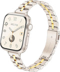 Melyis Slim Metal Band Fits Apple Watch Bands for Women 42mm(Series 11/10) 40mm 41mm 38mm, Stainless Steel iWatch Bands, Dressy Band for Apple Watch Series 11 10 9 SE 8 7 6 5 4 3, Starlight&Gold by MelyisWatchBand