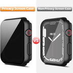 Misxi 2 Pack All-around Privacy PC HD Case with Button for Apple Watch Series 9 (2023) Series 8 Series 7 41mm, Shockproof Cover with Anti-Spy Tempered Glass Screen Protector for iWatch, Black - Image 3