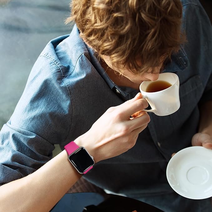 Sport Bands Compatible with Apple Watch Band Women Men 40mm 38mm 41mm 42mm 44mm 45mm 46mm 49mm ,Soft Wristband Waterproof Replacement Strap for iWatch Bands Series 11 10 9 8 7 6 5 4 3 2 1 SE Ultra Hot Pink - Image 5