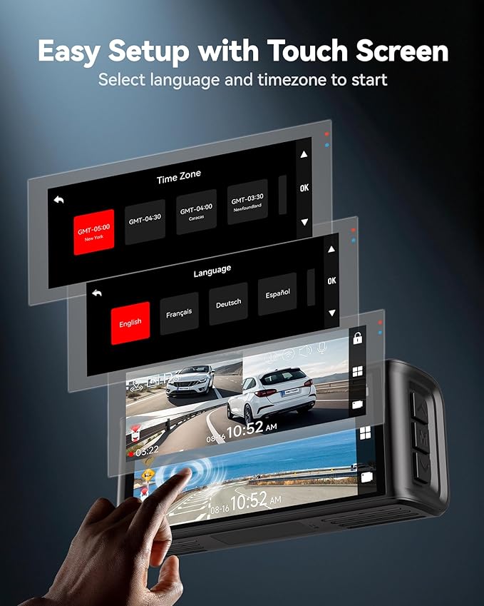 REDTIGER F7N Touch & OBD Hardwire Kit, 4K Dash Cam Front and Rear, STARVIS 2 Sensor, Touch Screen 3.18", 128GB Card Included, Voice Control, 5.8GHz WiFi Car Dash Camera, GPS, Night Vision - Image 3