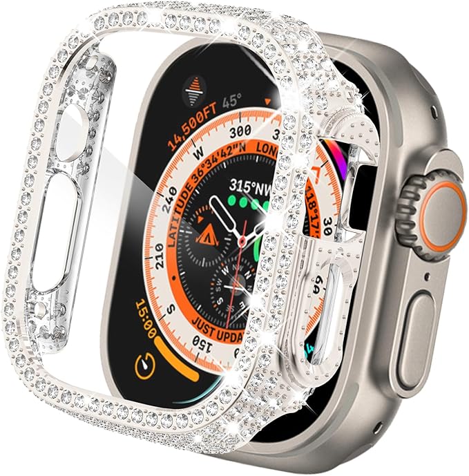 KADES Compatible with Apple Watch Ultra 3 2 1 49mm Case, Full Diamond Bling Protective Bumper with Tempered Glass Screen Protector, Luxury Sparkly Cover for Women, Starlight by KADES