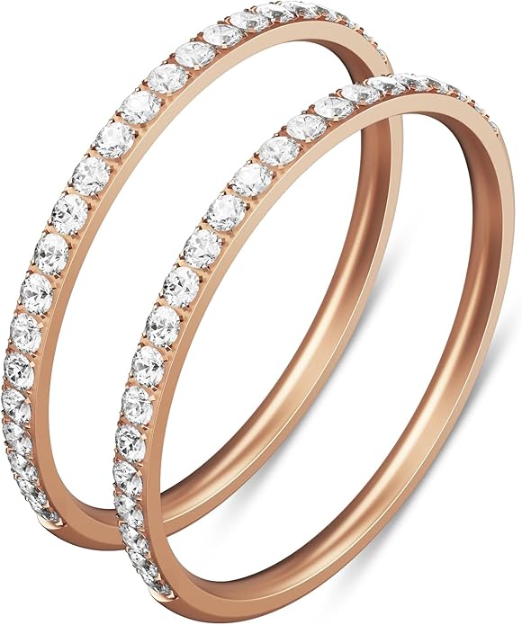 ZOOROO 2-Pack 14K Gold Plated Stacking Rings for Oura Ring Gen 4/Oura Ring Gen 3, Cubic Zirconia Simulated Diamond Oura Stack Rings for Women by ZOOROO