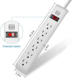 TiFFCOFiO Surge Protector Power Strip, 4 Feet Extension Cord, 600 Joules Surge Protection, Multiple Protection 6 Outlet Strip, 14 AWG Cord, 15A/1875W, ETL Listed - Image 5