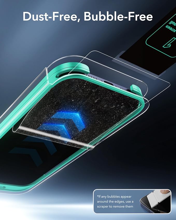 ESR 3 Pack 9H+ Glass for iPhone 17 Pro Screen Protector,[Military-Grade Shatterproof], with AR Anti-Reflective Technology, Armorite Ultra-Tough Tempered Glass with Ultra Fit Tray - Image 4