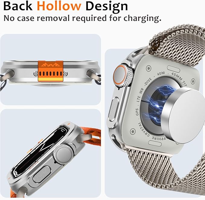 Amizee Metal Case Compatible with Apple Watch Series 9/8/7 45mm Case with Back Cover, Rugged Protective Bumper Cover for iWatch 45mm, Silver - Image 5