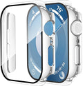 Smiling 2 Pack Case Compatible with Apple Watch SE 3 (2025)/ SE 2/ SE/Series 6/5/4 44mm with Tempered Glass Screen Protector, Hard PC Case Overall Protective Cover- 1 Black + 1 Silver by Smiling
