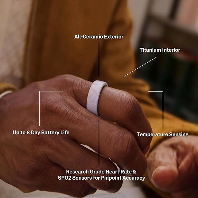 Oura Ring 4 - Ceramic Petal - Size 7 - Sleep, Activity, Women’s Health, AI Advisor, Up to 8 Days of Battery Life, Size Before You Buy, Android & iOS Compatible - Image 8