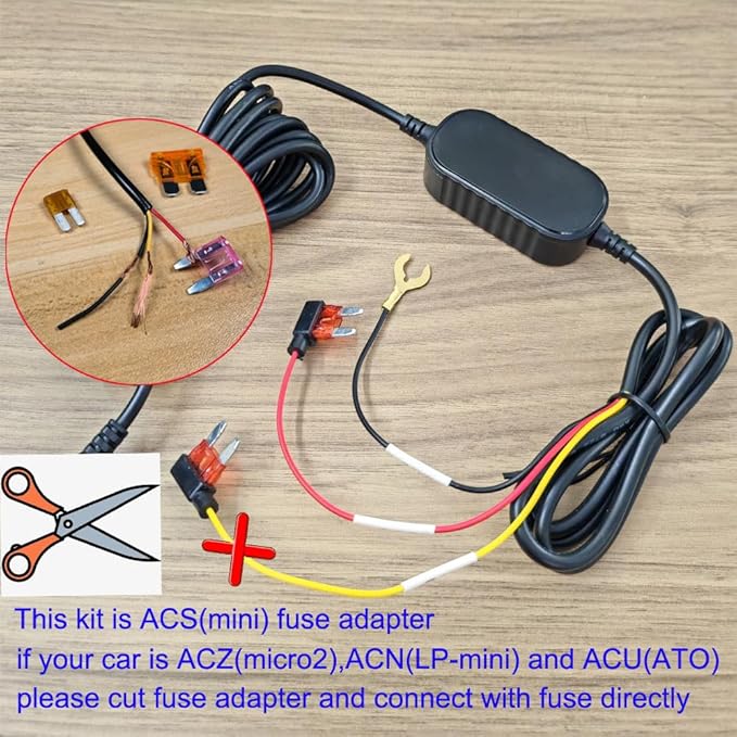 Gebildet Mini USB Port Dash Cam Hardwire Kit for 24H Parking Monitor/Time-Lapse Recording Converts 12V-24V to 5V/2.5A Car Dash Camera Charger Low Voltage Protection, 320cm Cable Kit - Image 4