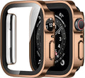 Amizee 2 Pack Compatible with Apple Watch Case SE 3/2/1 Series 6/5/4 44mm with Built-in Screen Protector, Ultra-Thin Hard PC Straight Edge Anti-Scratch Protective Cover for iWatch (Rose Gold) by Amizee