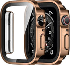 Amizee 2 Pack Compatible with Apple Watch Case SE 3/2/1 Series 6/5/4 44mm with Built-in Screen Protector, Ultra-Thin Hard PC Straight Edge Anti-Scratch Protective Cover for iWatch (Rose Gold) by Amizee