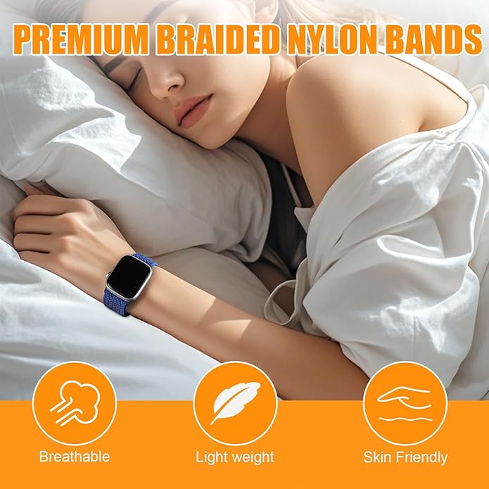 Magnetic Braided Stretchy Loop - Compatible with Apple Watch Band 42mm 46mm 40mm 41mm 44mm 45mm 38mm Ultra 3/2 49mm Women Men,Elastic Woven Fabric Nylon Strap for iWatch 11 10 9 8 7 6 5 4 3 SE Ultra - Image 5
