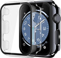 Misxi 2 Pack Tempered Glass Case Compatible for Apple Watch Series 3 Series 2 42mm, Hard PC Screen Protector Overall Protection Scratch-Resistant Cover for iWatch, 1 Jet Black + 1 Transparent by Misxi