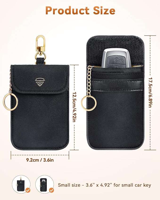 ELECTOP Faraday Bags, 2 Pack Faraday Key Fob Protector with Handle, Car RFID Blocking Bag Car Security Protection, Anti-Theft Fob Case - Image 5