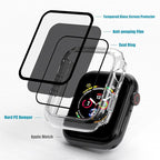 2 Pack Privacy Case for Apple Watch Screen Protector, Anti-Spy Tempered Glass Film Apple Watch Cover Hard PC Case Bumper for iWatch Series 9/8/7 - Clear/Clear 45mm - Image 4