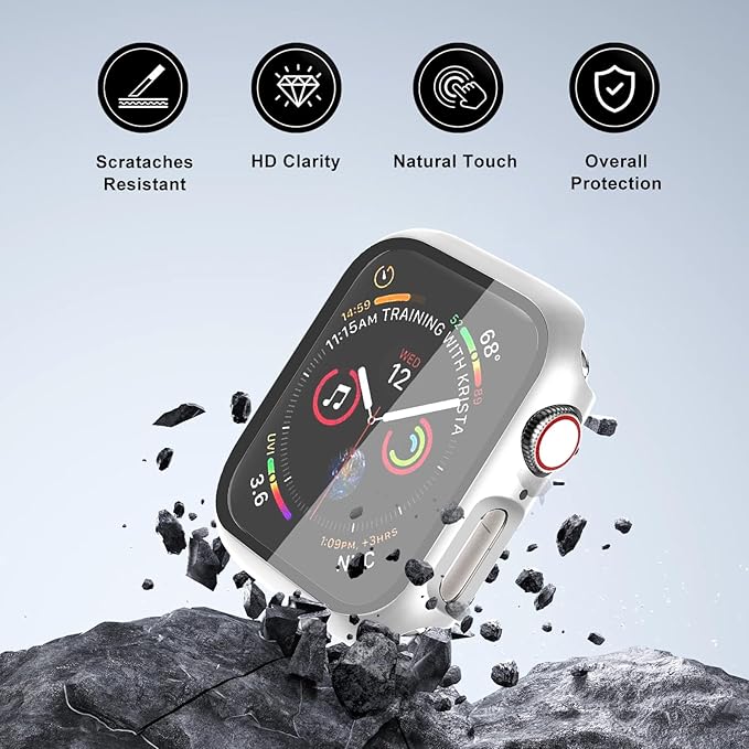 Hard Case for Apple Watch Series 9 Series 7 8 45mm [Full Protection], Built-in Screen Protector [Touch Sensitive] Slim Bumper Cover for iWatch S9/S8/S7 Accessories 45mm, Silver - Image 3