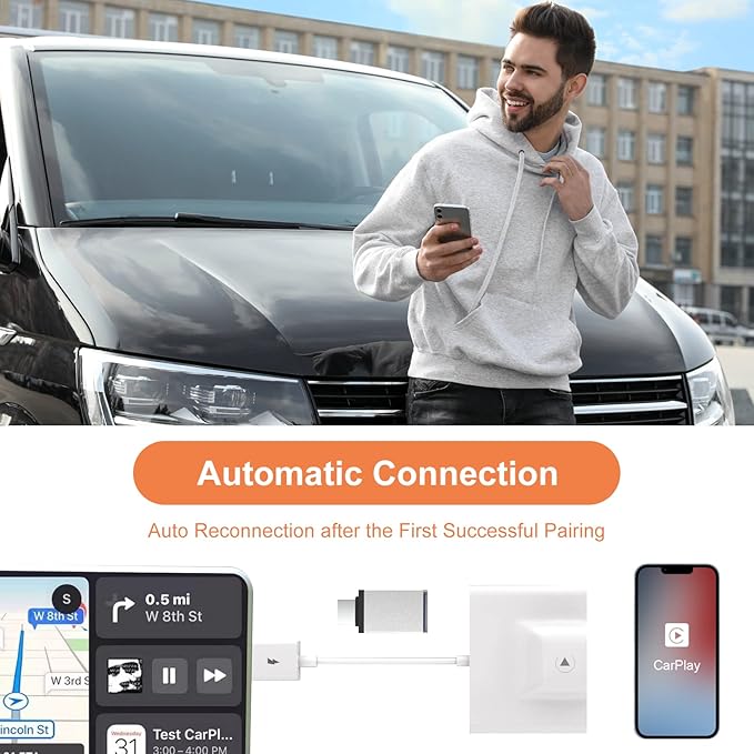 Wireless CarPlay Adapter for Apple iPhone IOS7+ Convert Wired to Wireless CarPlay Dongle, Wireless Car Play, Fit for Car with Factory CarPlay Since 2017, Plug and Play - Image 3
