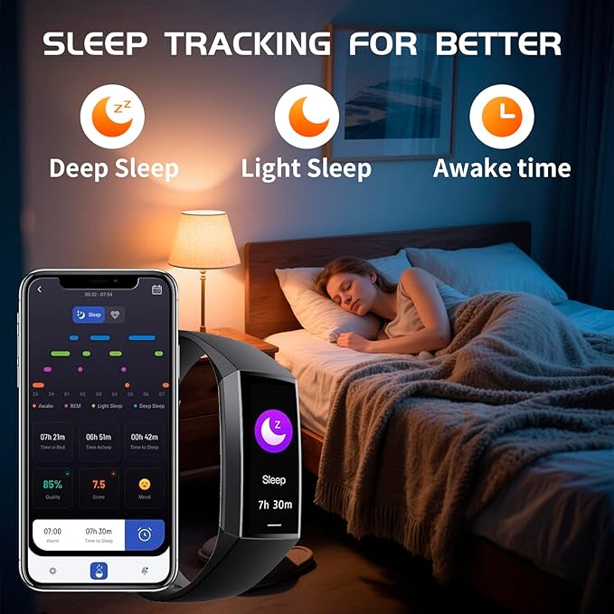 Fitness Tracker with 24/7 Heart Rate Blood Oxygen Sleep Monitor, Activity Tracker with 1.1" AMOLED Touch Color Screen, Multiple Sport Modes Step Counter, IP68 Waterproof for Women and Men - Image 4
