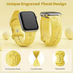 Floral Engraved Band Compatible with Apple Watch Band 40mm 41mm 38mm 42mm 44mm 45mm 46mm 49mm Women, Soft Silicone Cute Embossed Flower Strap for iWatch Band Series SE Ultra 11 10 9 8 7 6 5 4 3 2 1 - Image 2