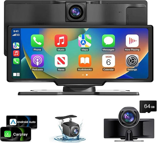 10.26 inch Wireless CarPlay Touchscreen for Car: 4K Dash Cam Car Play Screen with Carplay & Android Auto Portable Car Stereo 1080p Backup Camera GPS Navigation Bluetooth Mirror Link by Unknown