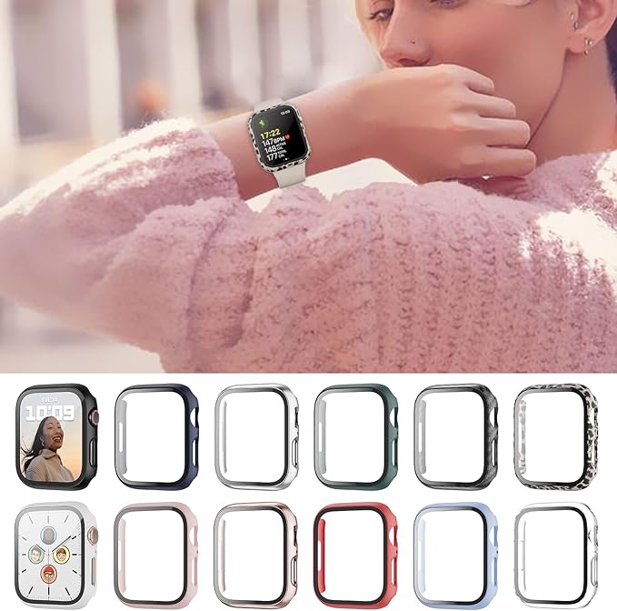 5 Pack Case for Apple Watch Series 3 2 1 38mm with Tempered Glass Screen Protector, Full Hard Ultra-Thin Scratch Resistant Bumper Protective Cover for iWatch 38mm Accessories(5 Colors) - Image 7