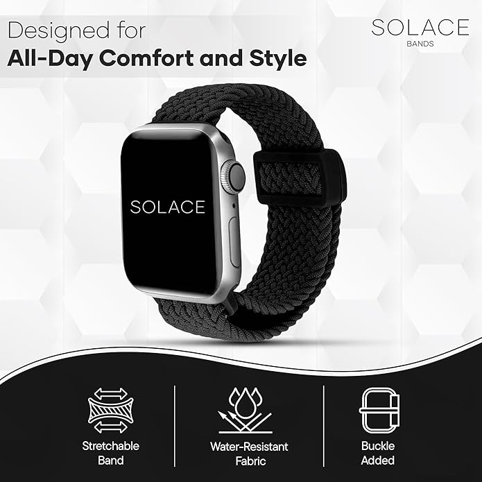 Solace Bands Imperium Adapt Wide Adjustable Nylon Braided Watch Band - Compatible with All Apple Watches - Solace Apple Watch Bands for Women & Men - Smart Watches Band Series 11-1, Ultra, SE - Image 9