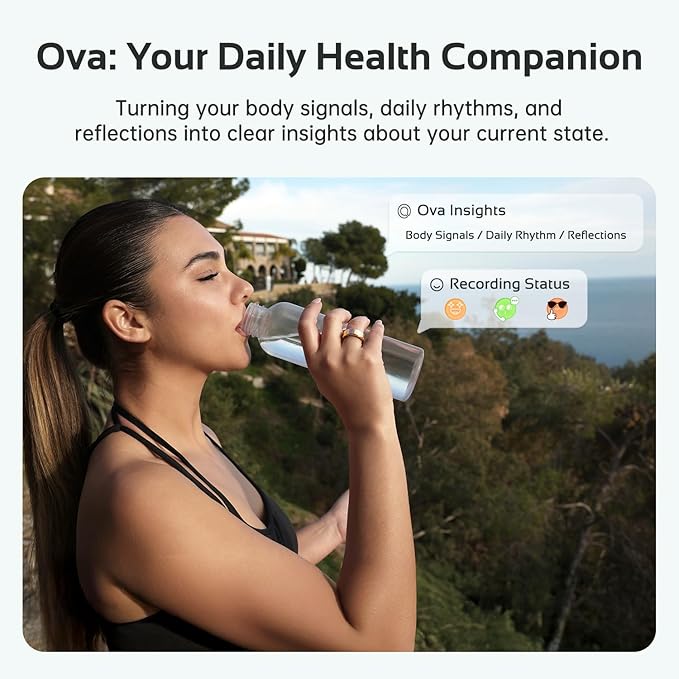 opove O Ring Smart Ring, Fitness Trackers Rings with Sleep/Stress/Heart Rate/Women's Health Monitoring, Comfortable Wearing, Up to 7 Days Using, Fitness Ring for Android & iOS, Rose Gold-Size10 - Image 4