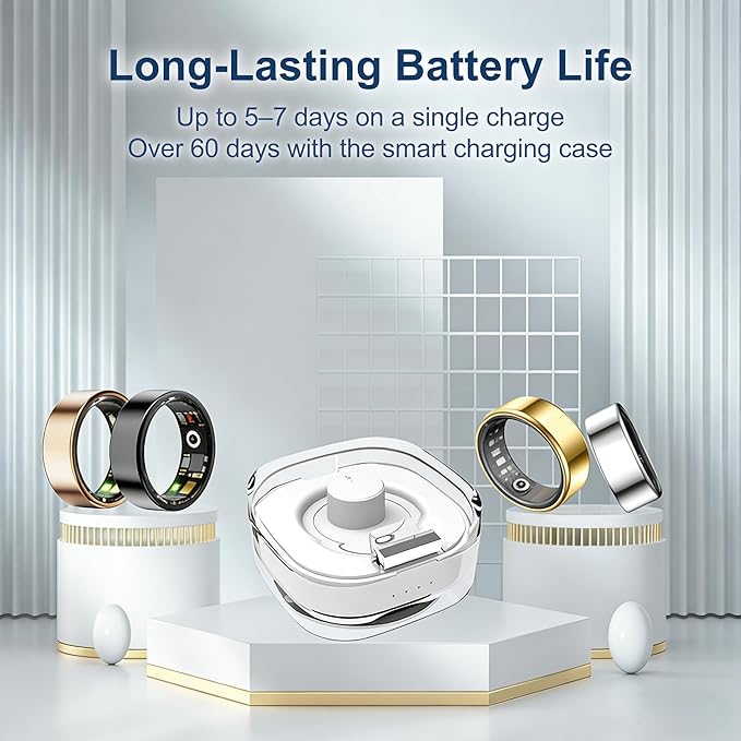 Smart Ring Health & Fitness Tracker for Men & Women, Heart Rate, SPO₂, Sleep & Activity Monitoring, IP68 Waterproof, Long Battery Life, Family Care Mode, No Subscription Fee (Gold, 8) - Image 9