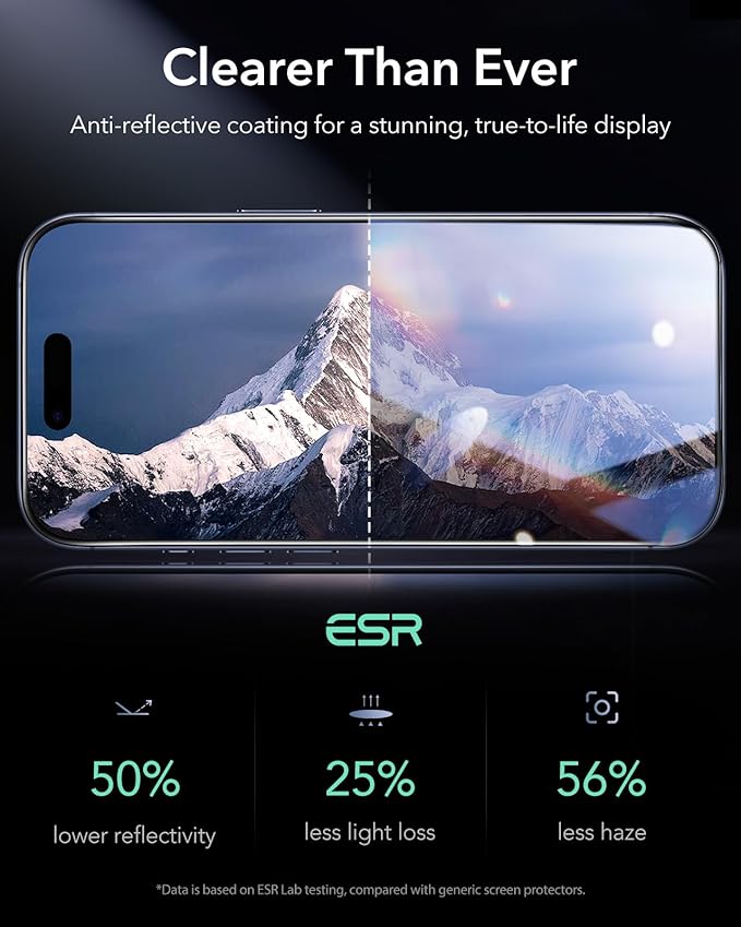 ESR 3 Pack 9H+ Glass for iPhone 17 Pro Max Screen Protector,[Military-Grade Shatterproof], with AR Anti-Reflective Technology, Armorite Ultra-Tough Tempered Glass with Ultra Fit Tray - Image 6