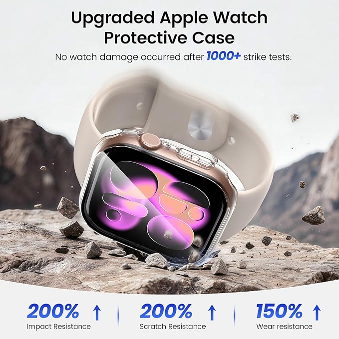 Tensea [3PCS for Apple Watch Screen Protector Case Series 11/10 42mm Accessories, iWatch Protective Face Cover for Women Men, Tempered Glass Film Hard Bumper for iPhone Watch 42 mm - Image 5